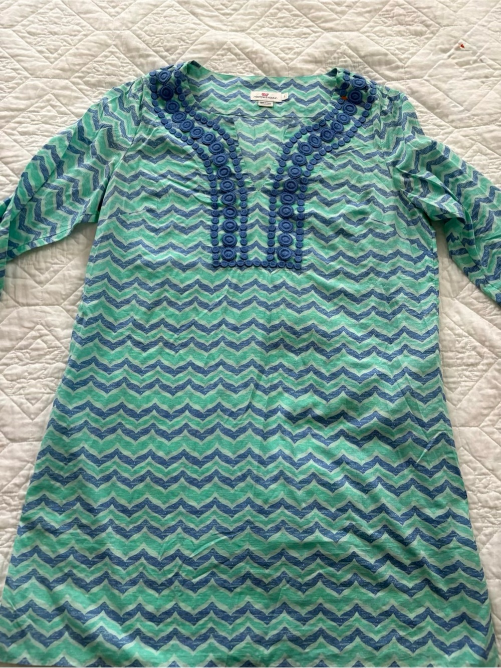 Vineyard Vines Women Blue & Green Chevron Beach Coverup